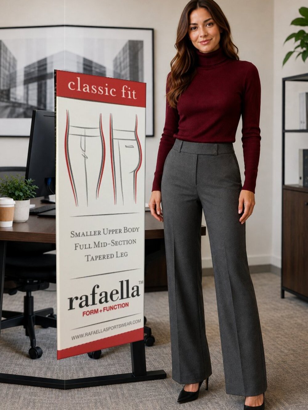 RAFAELLA Classic Fit Slacks Pants - Black & White - Size 14 - Easy Care - NWT!
